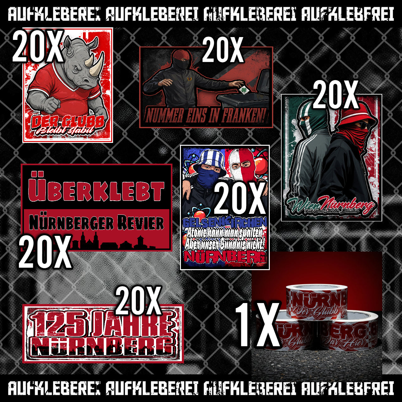 Nürnberg - Gib mir alles Aufkleber Paket