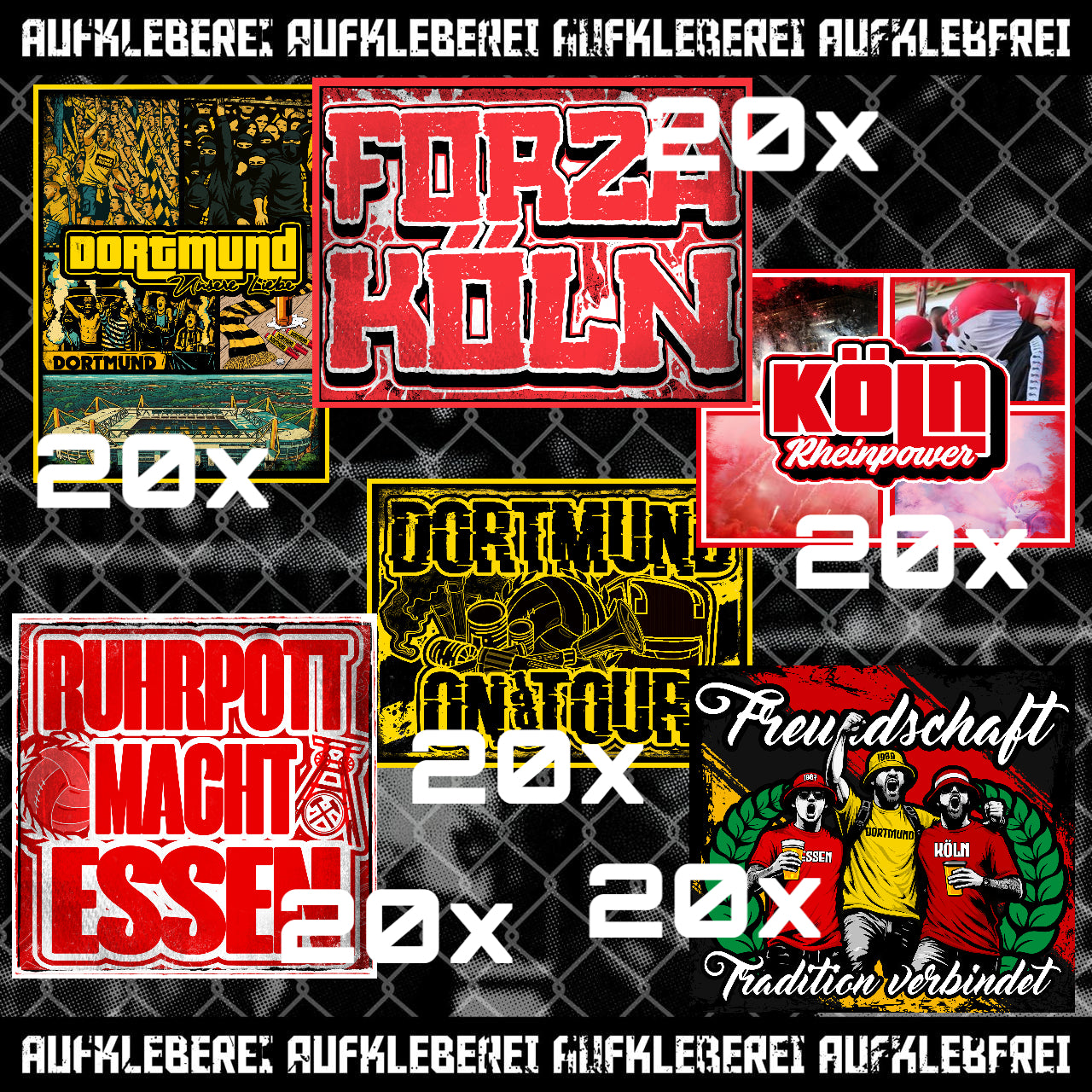 19,99 € Fanfreundschaft Sparset Essen, Dortmund & Köln – Fußball Aufkleber